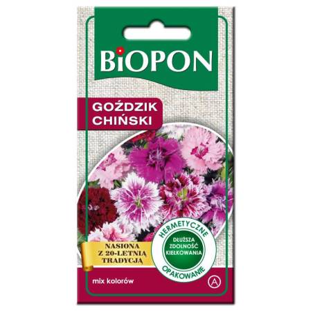 Biopon 1g Goździk Chiński Mix Nasiona kwiatów Mieszanka kolorów Kwietniki Rabatki