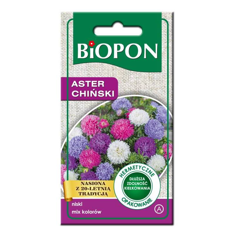 Biopon 1g Aster Chiński Mix Nasiona kwiatów Mieszanka kolorów Bukiety Rabatki