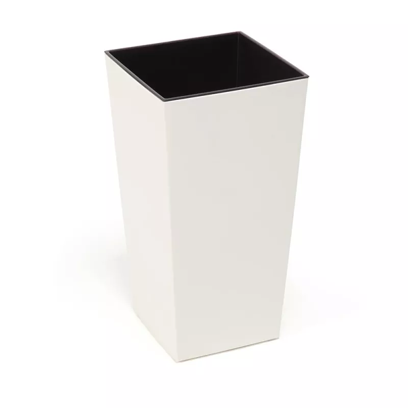 LAMELA Doniczka Finezja Połysk Kremowy 14x14 + Wkład Gładka Salon