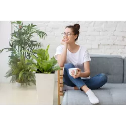 LAMELA Doniczka Finezja ECO Dłuto Biały 19x19 + Wkład Ekologiczna Donica