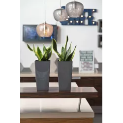 LAMELA Doniczka Finezja Połysk Antracyt 19x19 + Wkład Gładka Donica