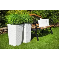 LAMELA Doniczka Finezja Rattan Kremowy 25x25 + Wkład Donica Salon