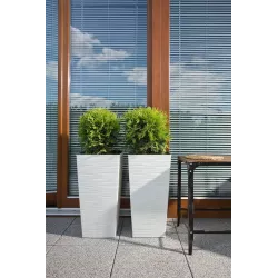 LAMELA Doniczka Finezja Dłuto Biały 30x30 + Wkład Donica Weranda