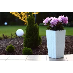 LAMELA Doniczka Finezja Rattan Biały 30x30 + Wkład Donica Weranda