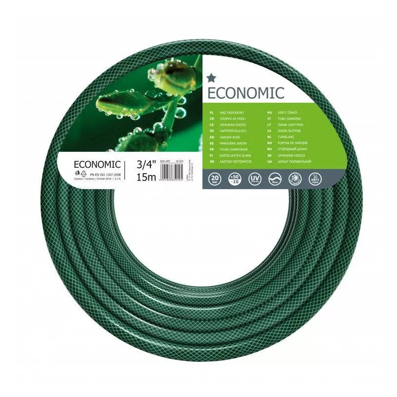 Cellfast Wąż ogrodowy 3/4" 15m Economic 10-024 Elastyczny 3 warstwy Klasyczny