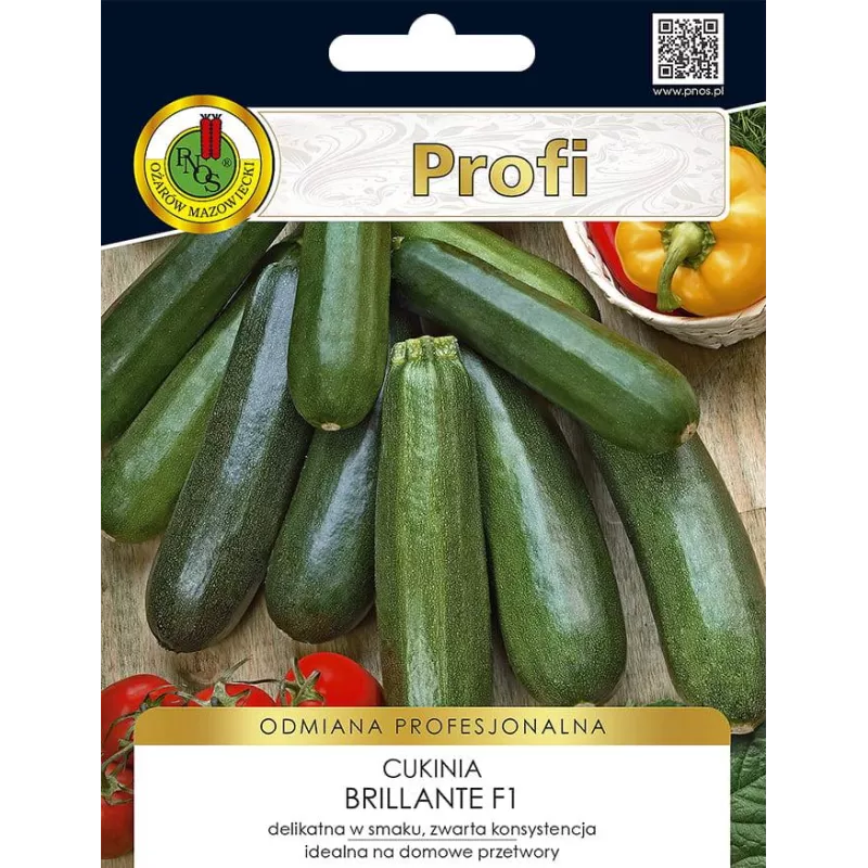 PNOS 15 sztuk Cukinia Brillante F1 Profi Nasiona warzyw Odmiana profesjonalna Bardzo plenna Wczesna