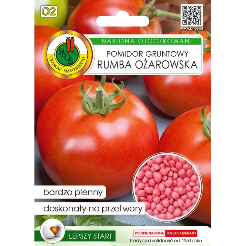 PNOS 100 szt. Pomidor Rumba Ożarowska Nasiona otoczkowane Gruntowy Plenny Na przetwory