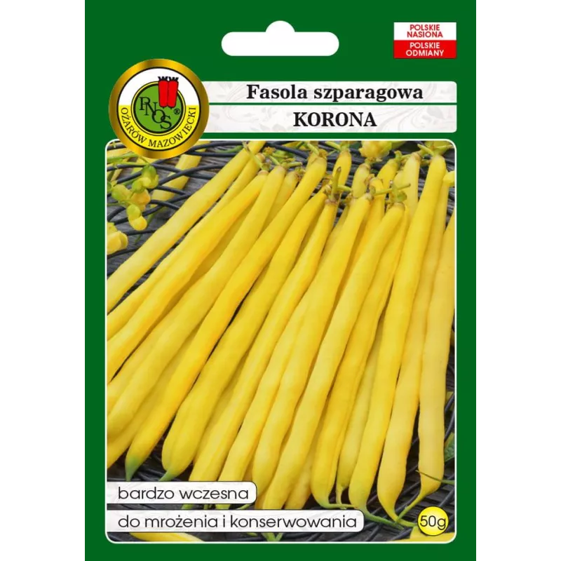 PNOS 50g Fasola Szparagowa Karłowa Korona Nasiona warzyw Wczesna Bardzo Plenna Żółta