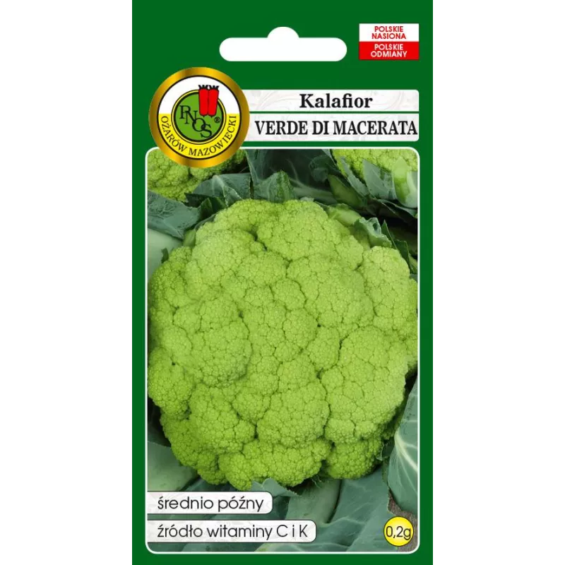 PNOS 0,2g Kalafior Verde di Macerata Nasiona warzyw Zielony Źródło witamin