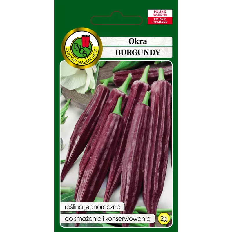 PNOS 2g Okra jadalna Burgundy Nasiona warzyw jednorocznych Ketmia Zioła