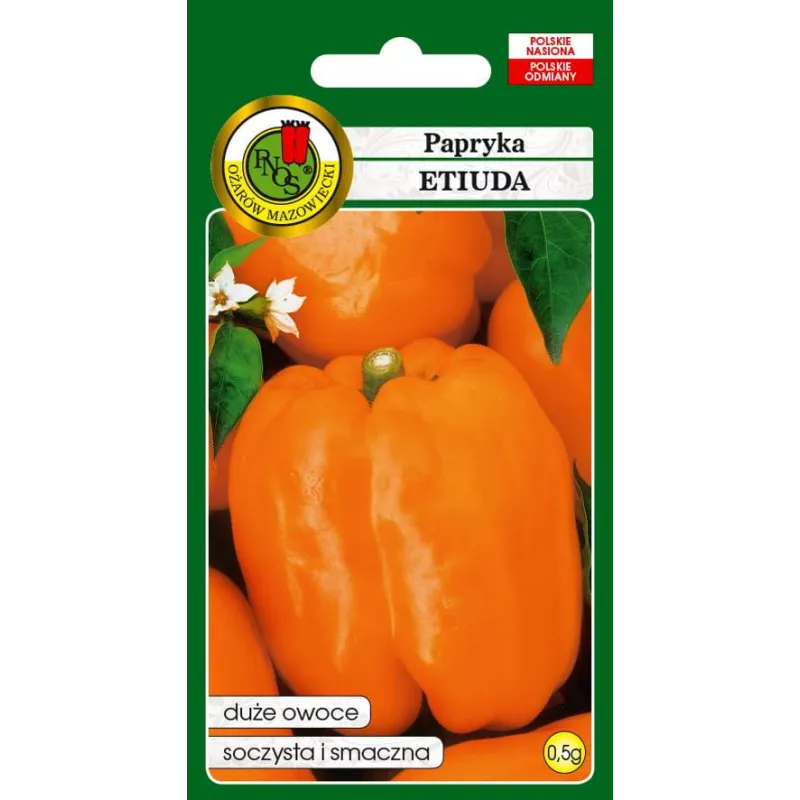PNOS 0,5g Papryka Etiuda Nasiona warzyw Pomarańczowa Soczysta Smaczna Duże owoce