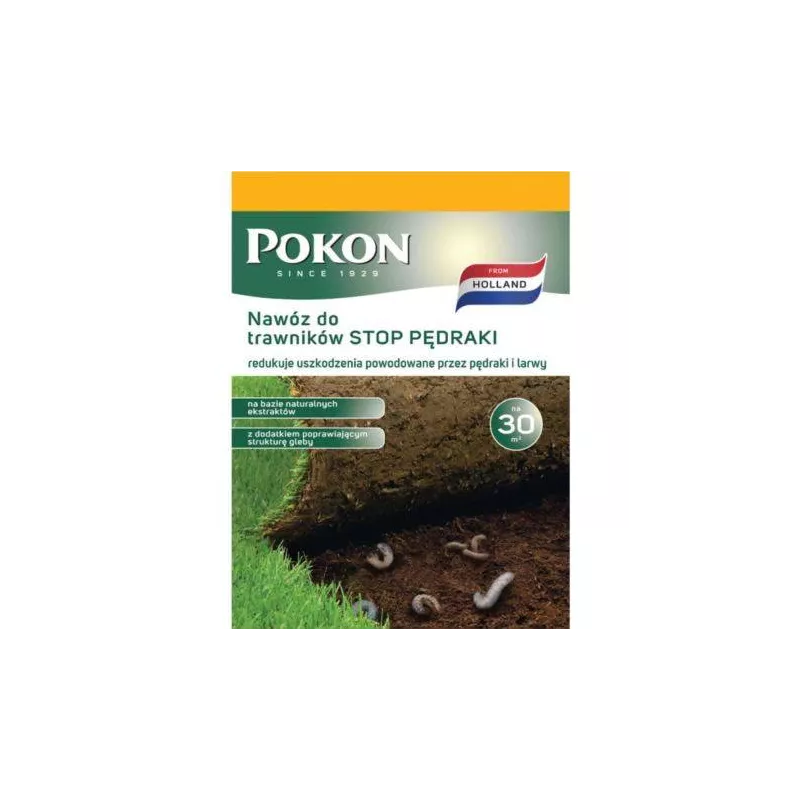 POKON 1kg Nawóz do trawnika STOP Pędrak Pędraki Zapobiega Regeneruje trawnik