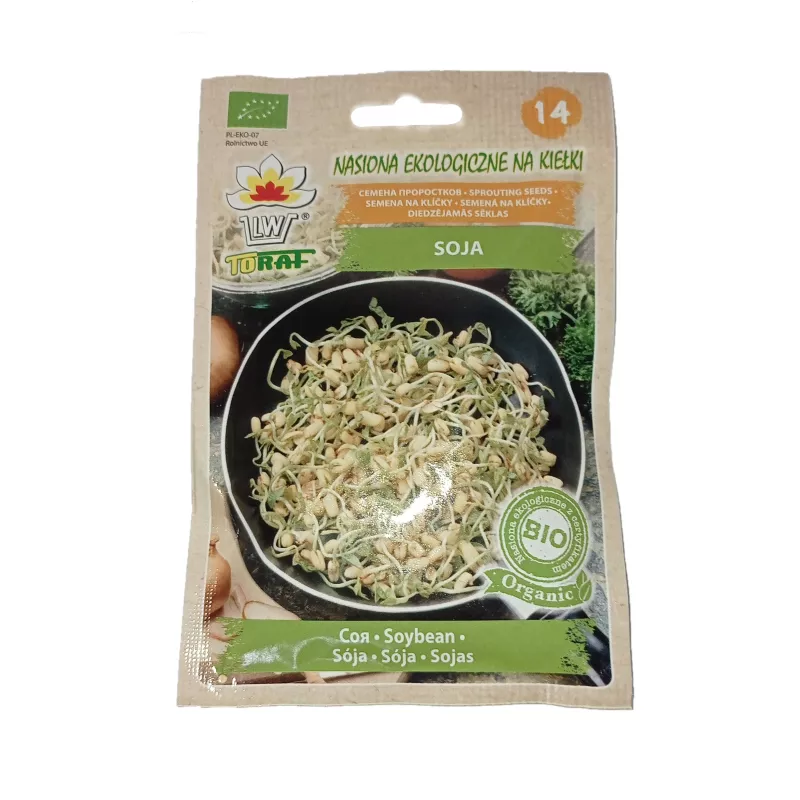 Toraf 30g Nasiona na kiełki Soja BIO Źródło białka Zdrowy dodatek Kiełkownica