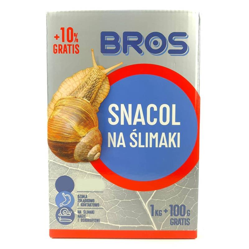 Bros Snacol 1kg + 100g GRATIS Preparat na ślimaki nagie i oskorupione niebieski granulat