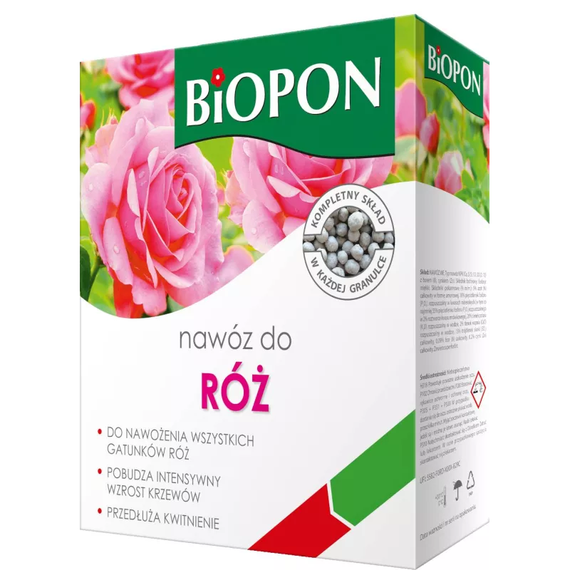 Biopon 3 kg Nawóz do róż pnących rabatowych pobudza wzrost krzewów obfite kwitnienie