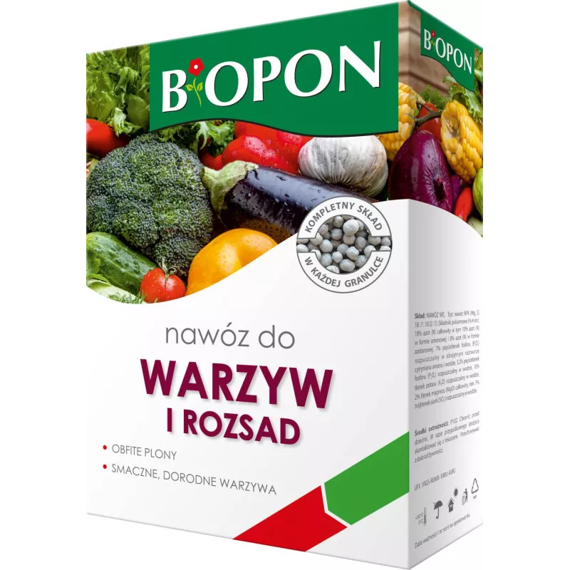 Biopon 3 kg Nawóz do warzyw i rozsad obfite zbiory przyspieszony wzrost zdrowe owoce