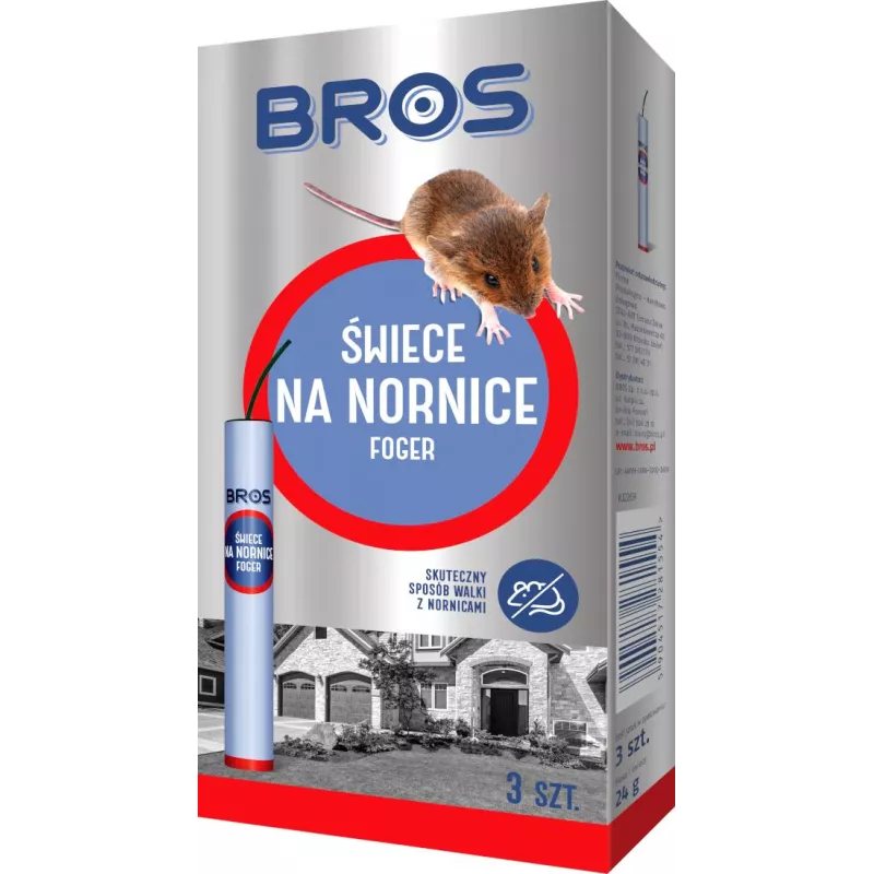 Bros 3 szt. Świece na nornice Odstraszają dymem Szkodniki Nory Skuteczne
