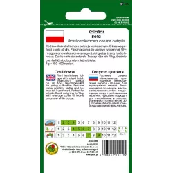 PNOS 1g Kalafior Beta Nasiona warzyw Biały Odmiana bardzo wczesna