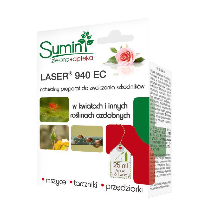 Sumin 25ml Laser 940EC Naturalny oprysk owadobójczy Oleje roślinne Zwalcza tarcznika mszyce przędziorka wełnowca