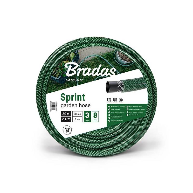 BRADAS Wąż 1/2"x20m Sprint Zbrojony Zielony Nawadnianie