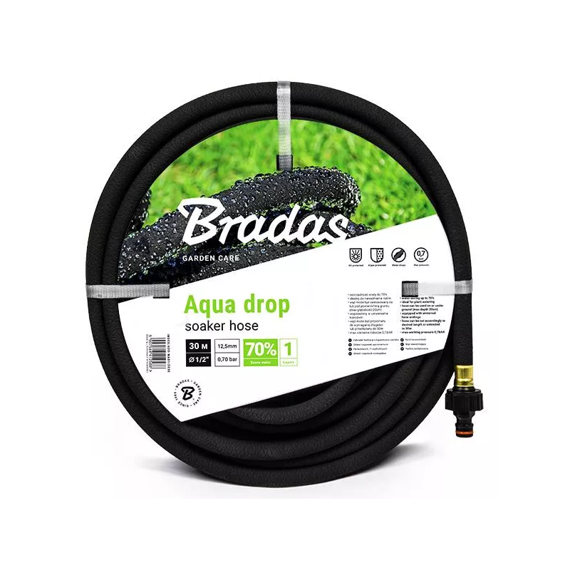 BRADAS 30m Wąż nawadniający AQUA - DROP 1/2" Kroplujący