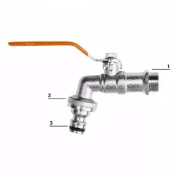 BRADAS Kran kulkowy 3/4" Gwint zewnętrzny 1" GKK0434 Nypel Ogrodowy