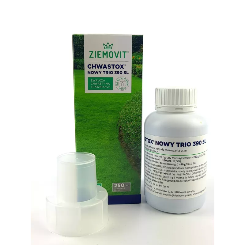 Ziemovit 250ml Chwastox Nowy Trio 390SL Nowy Herbicyd selektywny zwalcza chwasty w trawniku mlecz babka