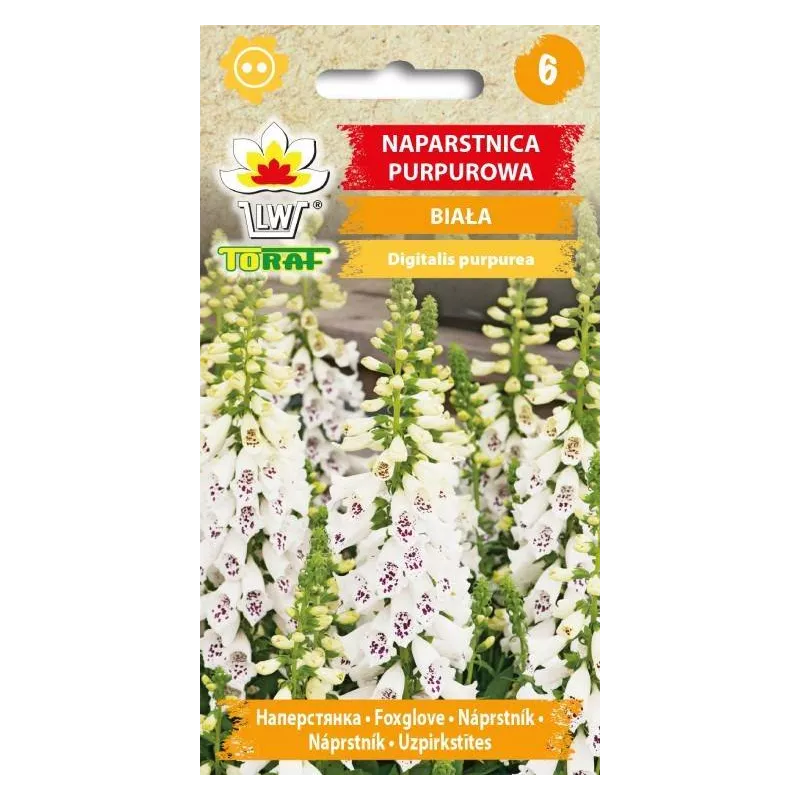 Toraf 0,2g Naparstnica Purpurowa Biała Nasiona Kwiatów Dwuletnia