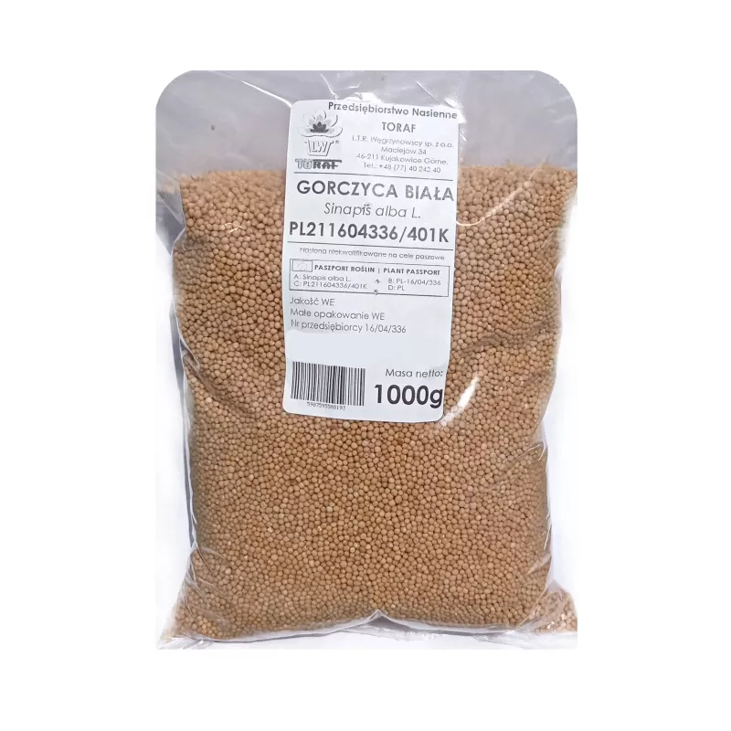 Toraf 1kg Gorczyca biała Poplon Nasiona kwiatów Zielony nawóz Spulchnia Poprawia strukturę gleby