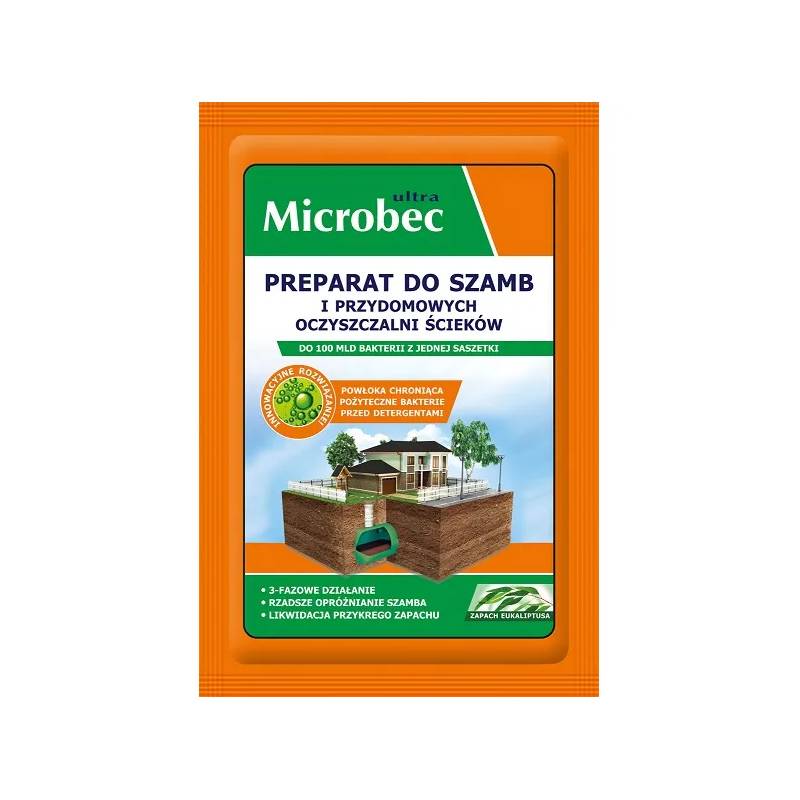 Microbec 25g Preparat bakterie do szamb Zapach eukaliptus Przydomowe oczyszczalnie ścieków