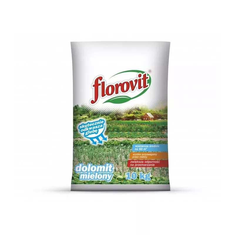 Florovit 10 kg Dolomit mielony skutecznie odkwasza glebę Wapno