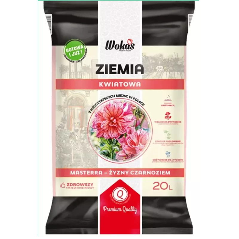 Wokas 20l Ziemia masterra uniwersalna kwiatowa Premium z dodatkiem kredy