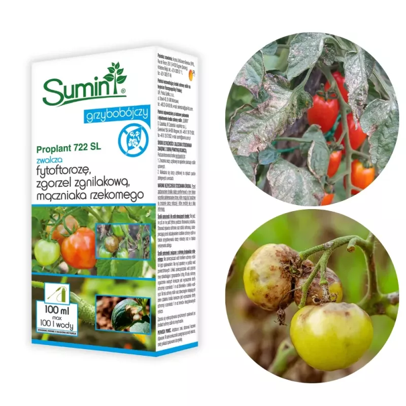 Sumin 100ml Proplant 722 SL Oprysk Grzybobójczy Mączniak Rzekomy Zgorzel zgnilakowa Fytoftoroza Chroni Warzywa