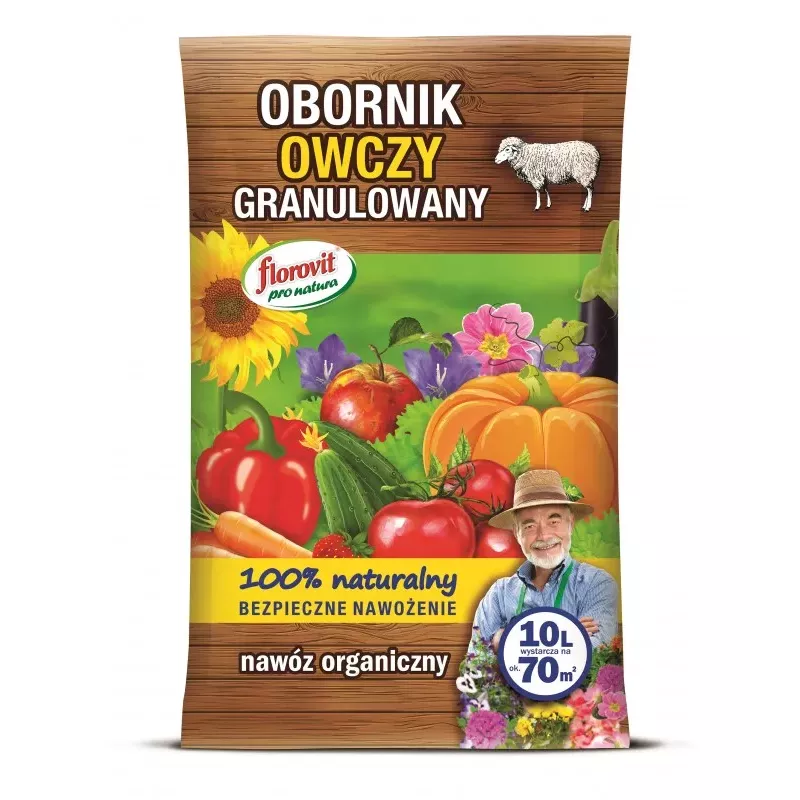 Florovit 10l Obornik Owczy Granulat Pronatura Nawóz Organiczny do Warzyw Kwiatów