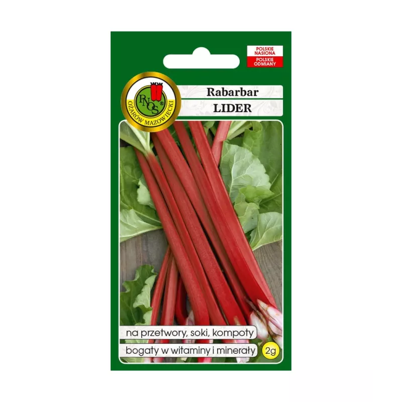 PNOS 2g Rabarbar Lider Nasiona Roślina Wieloletnia Uprawa Polowa Bogactwo witamin