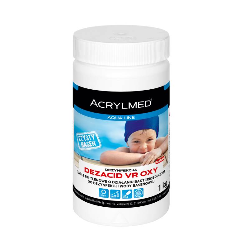 Acrylmed 1 kg Dezacid VR OXY Granulat Tlenowy do Dezynfekcji Wody Basenowej Aktywny Tlen