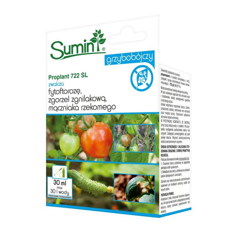 Sumin 30 ml Proplant 722SL Warzywa Oprysk Grzybobójczy Fytoftoroza Zgorzel Zgnilakowa Mączniak Rzekomy