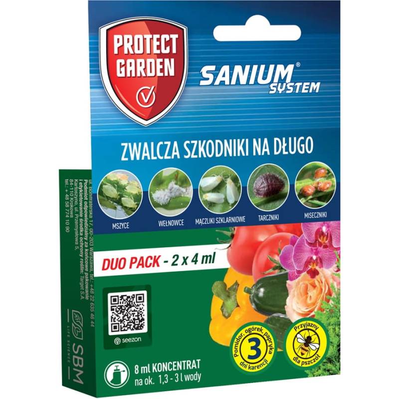 SBM 2x4ml Duo Pack Sanium System Środek owadobójczy Inteligentne działanie Koncentrat Mszyce Miseczniki Tarczniki