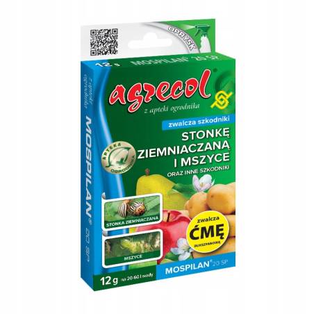 Agrecol 12g Mospilan 20 SP Środek Owadobójczy Zwalcza Szkodniki Mszyce Stonka Ziemniaczana Ćma Bukszpanowa Wciornastki