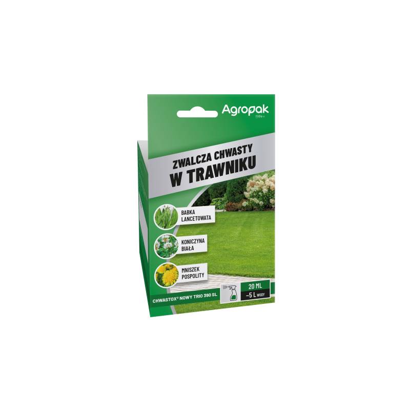 Agropak 20ml Chwastox Nowy Trio 390 SL Zwalcza Chwasty w Trawniku Babka Koniczyna Mniszek