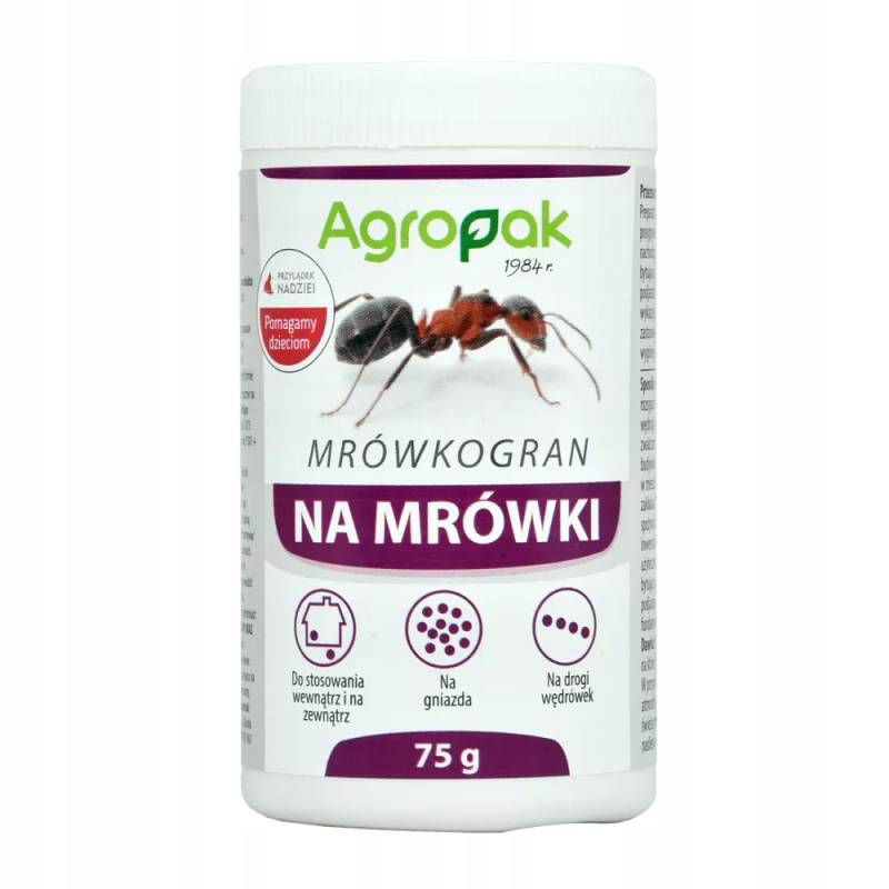 Agropak 75g Mrówkogran Skuteczny Środek na Mrówki Granulat Zwalcza Gniazda Szybkie Działanie Trutka