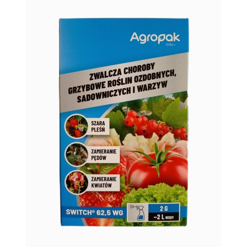 Agropak 2g Switch 62,5 WG Środek Grzybobójczy Zwalcza Szara Pleśń Zamieranie Pędów Zamieranie Kwiatów Antraknoza