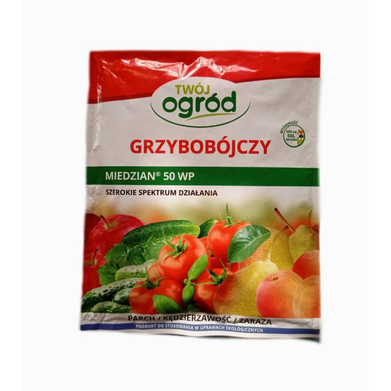 Twój Ogród 50g Miedzian 50 WP grzybobójczy drzewka owocowe jabłonie grusze wiosną ekologiczny