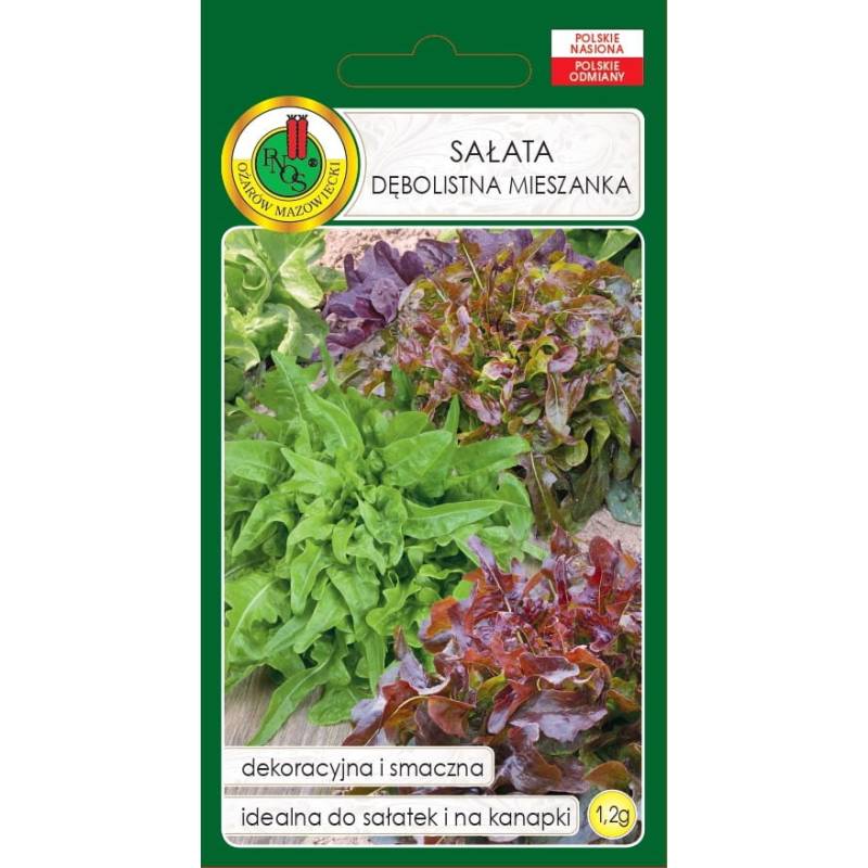 PNOS 1,2g Sałata Dębolistna Mieszanka Odmian Dekoracyjna Smaczna Lekko Pikantny Smak Nasiona