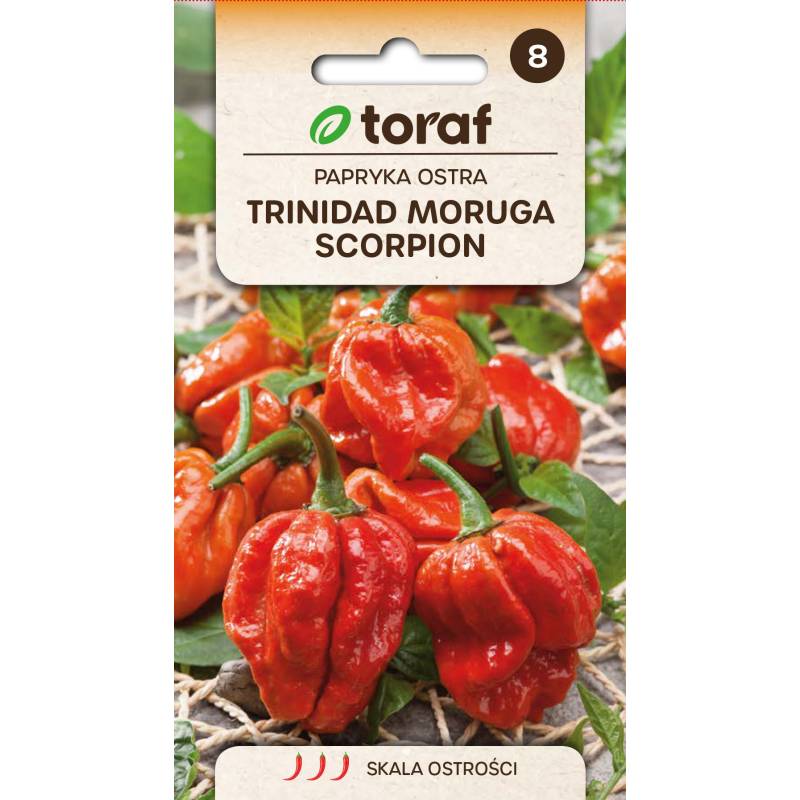 Toraf 0,05g Papryka Ostra Trinidad Moruga Scorpion Nasiona Bardzo Ostra Czerwona Małe Owoce