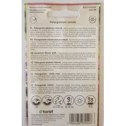 Toraf 0,05g Pelargonia Rabatowa Różowa Nasiona na Balkony Tarasy Rabaty Długo Kwitnie