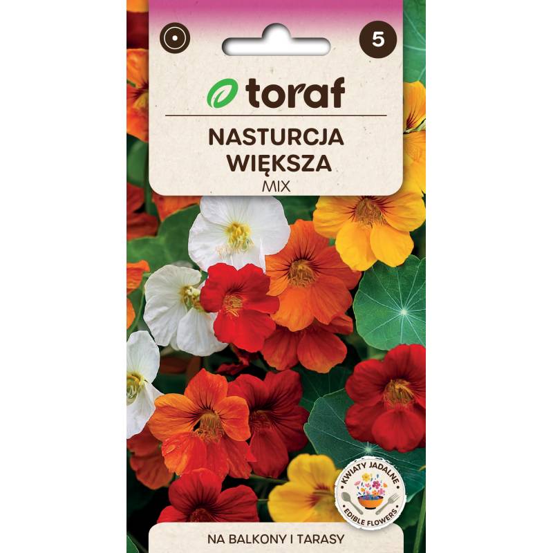 Toraf 5g Nasturcja Większa Mix Nasiona kwiatów płożąca mieszanka kolorów altany tarasy balkony