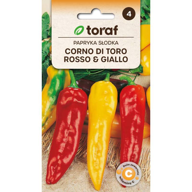 Toraf 0,5g Papryka słodka Corno di Toro Nasiona warzyw mieszanka kolorów przetwory bezpośrednie spożywanie