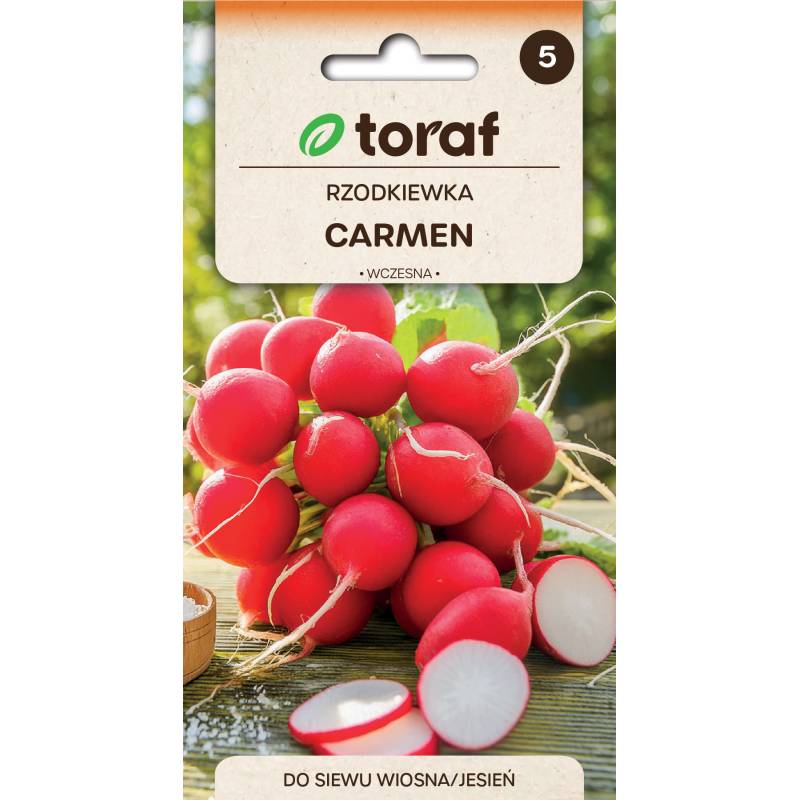 Toraf 10g Rzodkiewka Carmen Nasiona warzyw Odmiana wczesna Czerwona Bardzo plenna