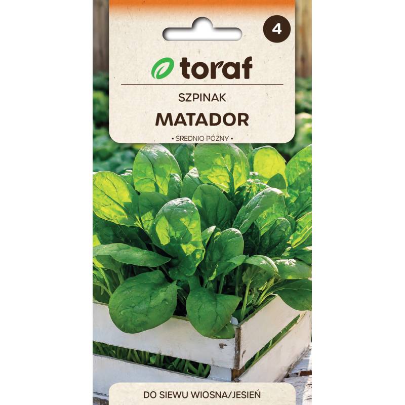 Toraf 5g Szpinak Matador Nasiona warzyw Odmiana średniopóźna zimująca Mrożenie Sałatki Dania